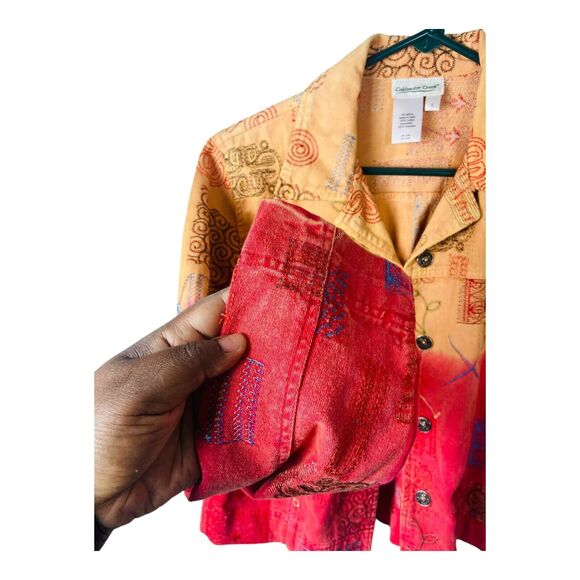 Vintage Coldwater Creek Womens Ombre Embroidery Geometric Button Jacket Small - Picture 2 of 8
